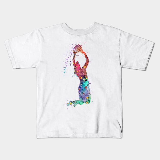 Volleyball Girl Player Setter Watercolor Art Sports Gifts Kids T-Shirt by LotusGifts